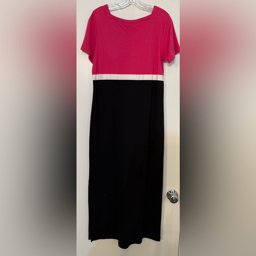 Talbots Hot Pink Women's Top with Branded Neckline. 44 in. from right pit to hem
